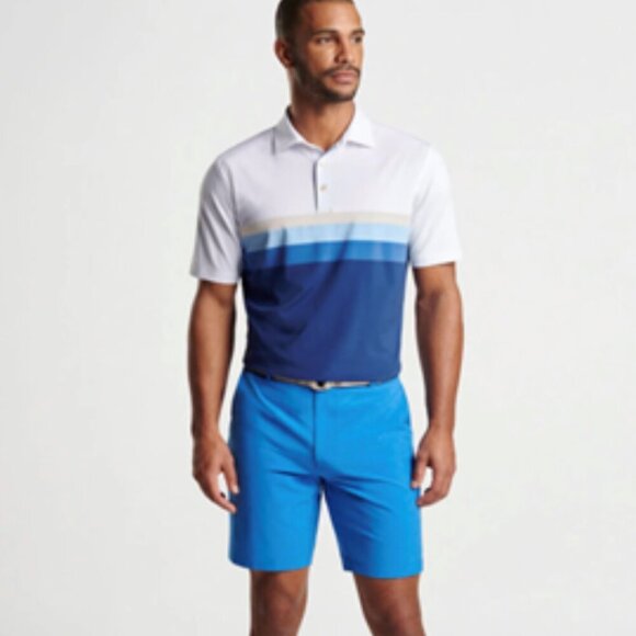 Peter Millar Crown Sport Fulton Performance Golf Jersey Polo Shirt Striped NWT - Picture 1 of 6